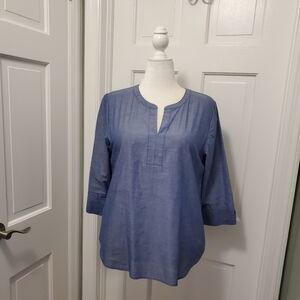 Van Heusen Blue Tunic Top Size Large, Business Casual